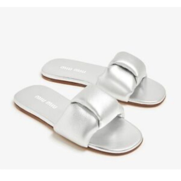 Miu Miu Shoes - Miu Miu metallic slide sandals size 37 made in Italy